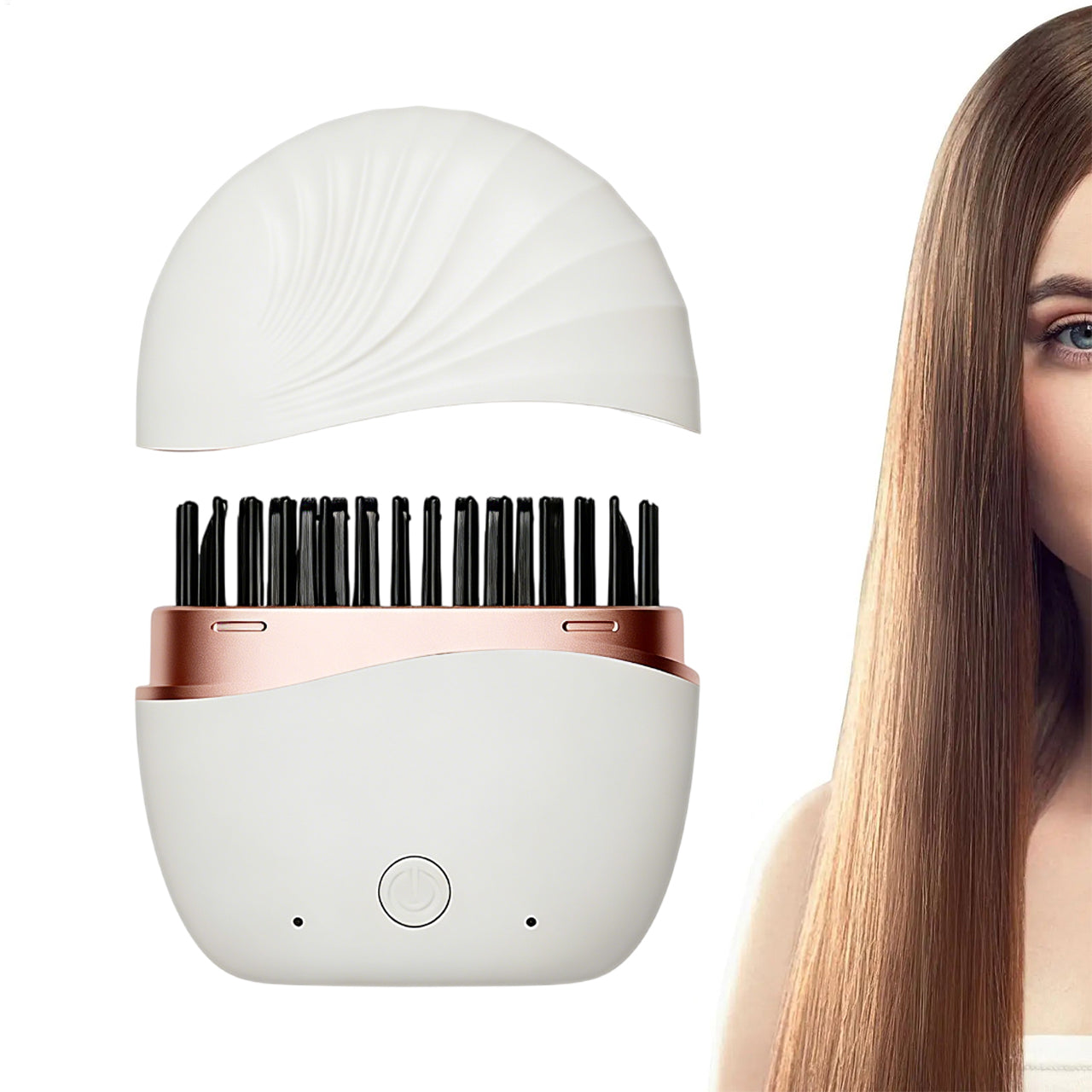 Skavix™ Cordless Hair Smoothing Brush With Built-in Mirror🪞 | Travel-Ready Styling👜