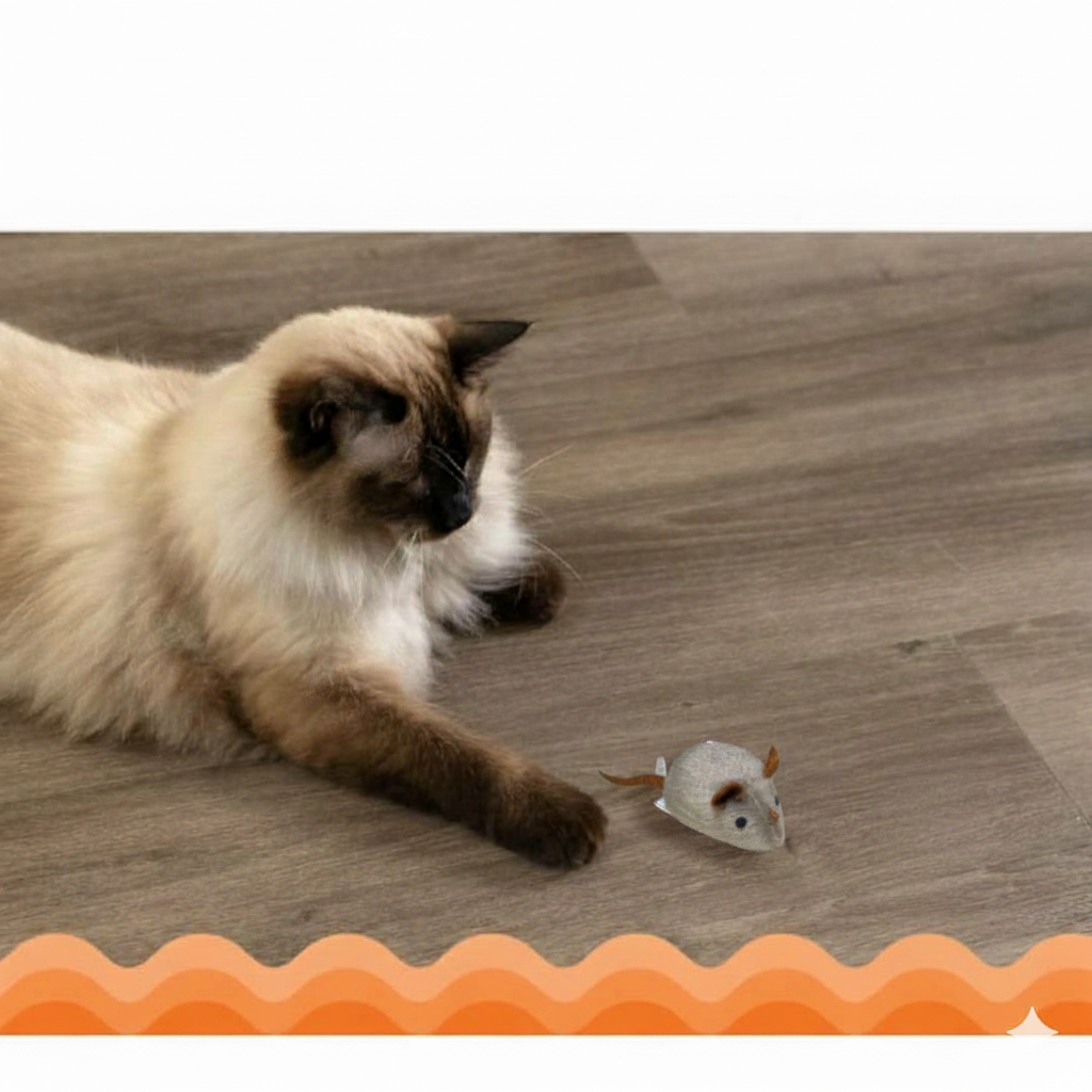 SqueakyMouse 1+1 FREE: Realistic Interactive Plush Cat Toy Squeaky Mouse