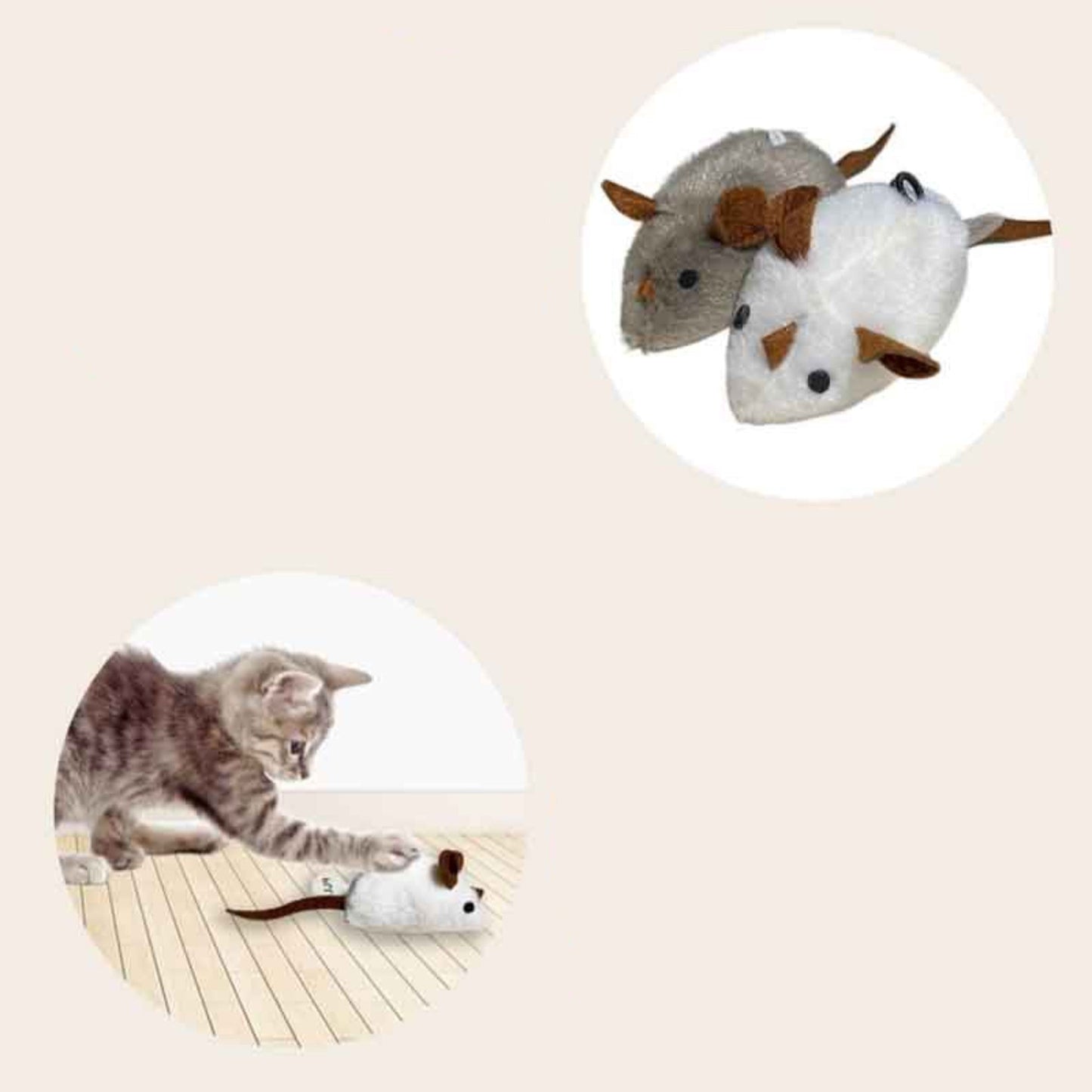 SqueakyMouse 1+1 FREE: Realistic Interactive Plush Cat Toy Squeaky Mouse