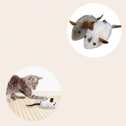 SqueakyMouse 1+1 FREE: Realistic Interactive Plush Cat Toy Squeaky Mouse
